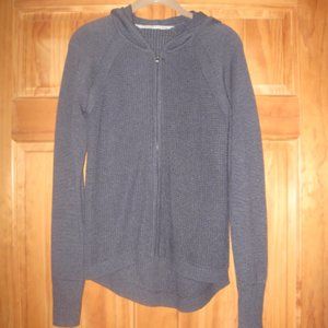 Athleta Zip Up Hooded Waffle Sweater with Thumbholes